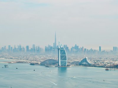 Dubai skyline seen across a wide stretch of water