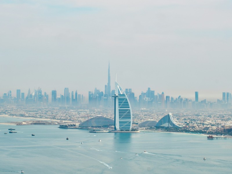 Dubai skyline seen across a wide stretch of water