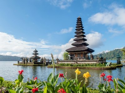 Pura Ulun Danu Bratan water temple on Lake Bratan in Bali