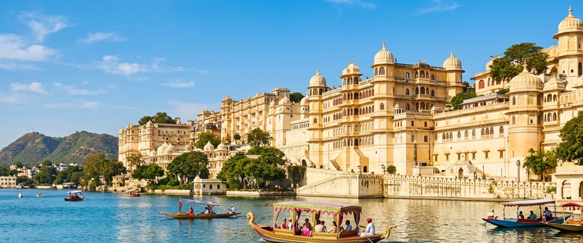 The City Palace of Udaipur on the banks of Lake Pichola